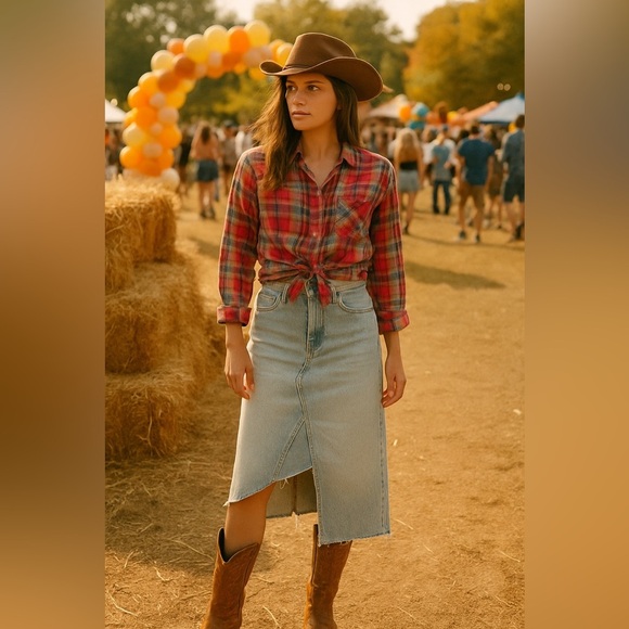 NWOT Beachlunchlounge Livvy Plaid Button Down Shirt S - Picture 2 of 16